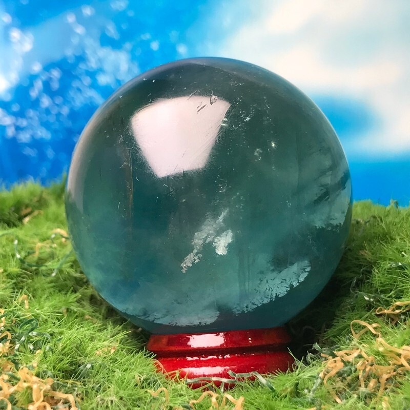 193G Natural Blue Fluorite Quartz Crystal Ball Sphere Polished Mineral Healing