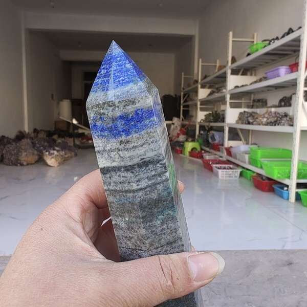 670g Natural Rock Lapis Lazuli Quartz Crystal Stone Point Healing Wand Obelisk