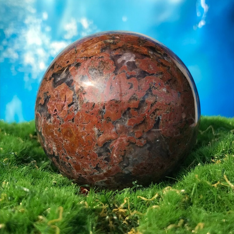 220GRare Natural Ocean Jasper Quartz Ball Crystal Ball Sample Repair