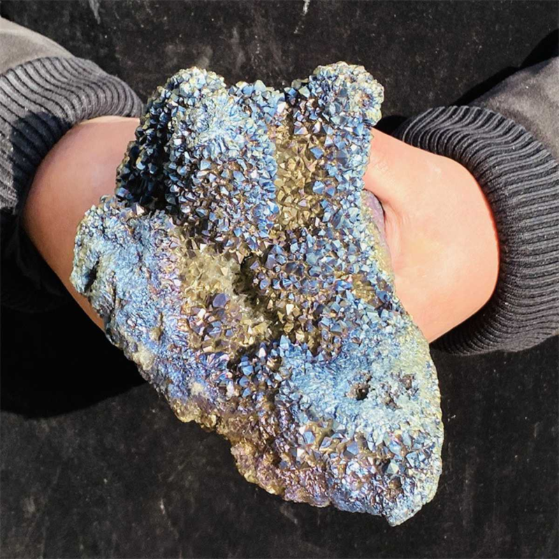 1810g Color Flame Aura Electroplate Agate Quartz Crystal Cluster Specimen