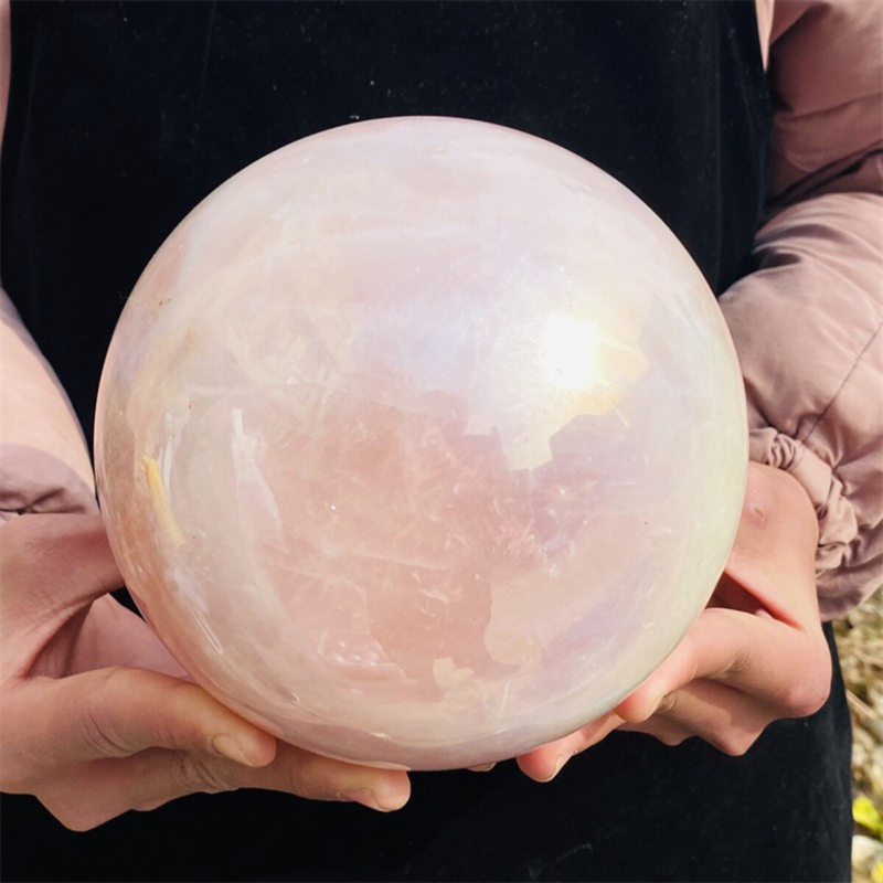 4780g Rose Crystal Ball Treasure electroplated Powder Healing Sphere