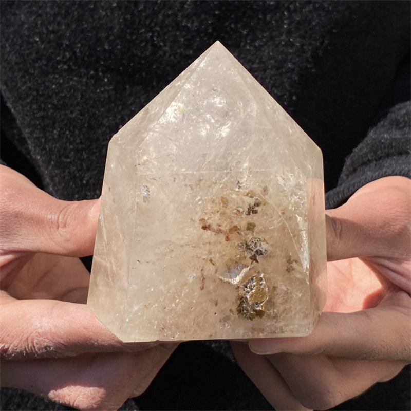 650gNatural White Quartz Obelisk Crystal Wand Point Healing Mineral Stone