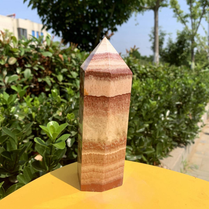 920g Natural Pork Stone Quartz Obelisk Crystal Wand Point Tower Reiki Healing