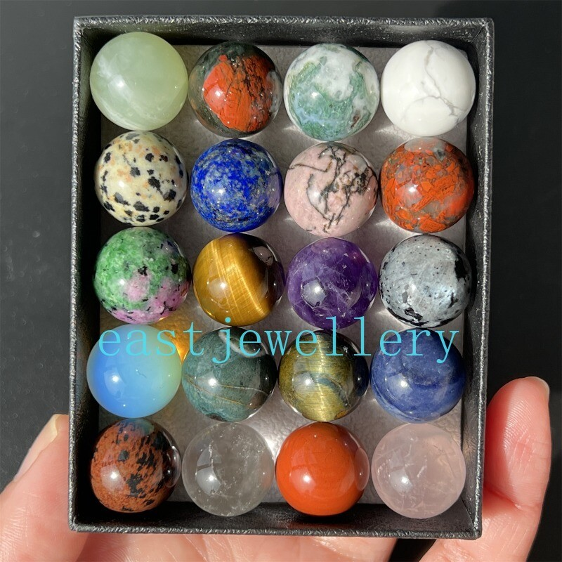 10pcs Natural Mixed Sphere Quartz Crystal Carved Gem Ball Reiki Healing 15mm+