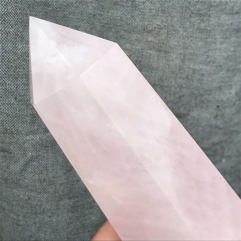 950g Natural Rose Quartz Obelisk Quartz Crystal Point Wand Healing Gem