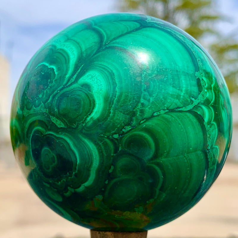 1.34LB Natural malachite egg quartzcrystal energy ball reiki healing