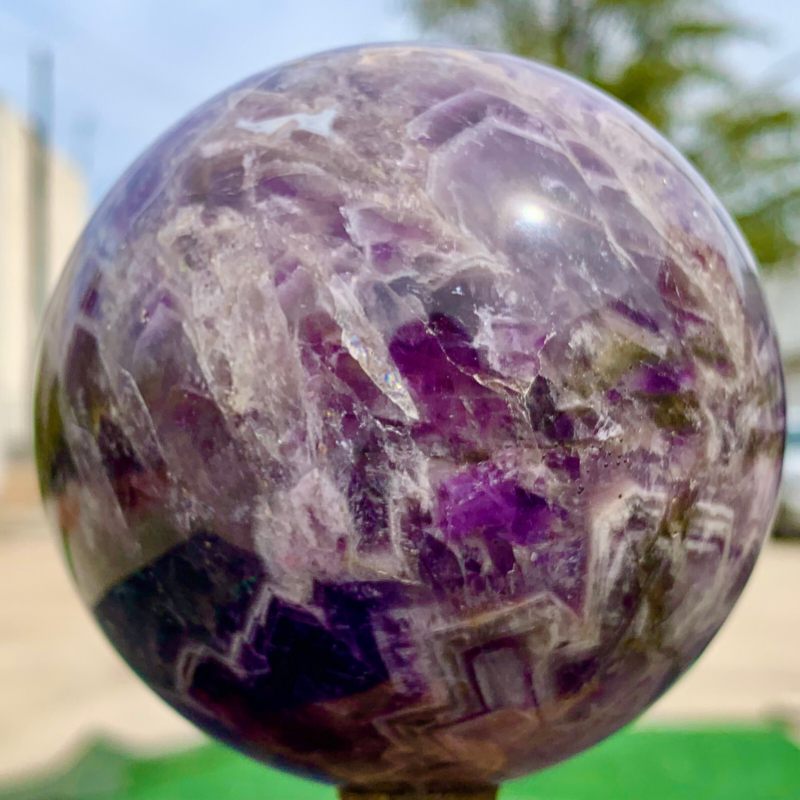 1.76LB Natural beautiful Dream Amethyst Quartz Crystal Sphere Ball Healing