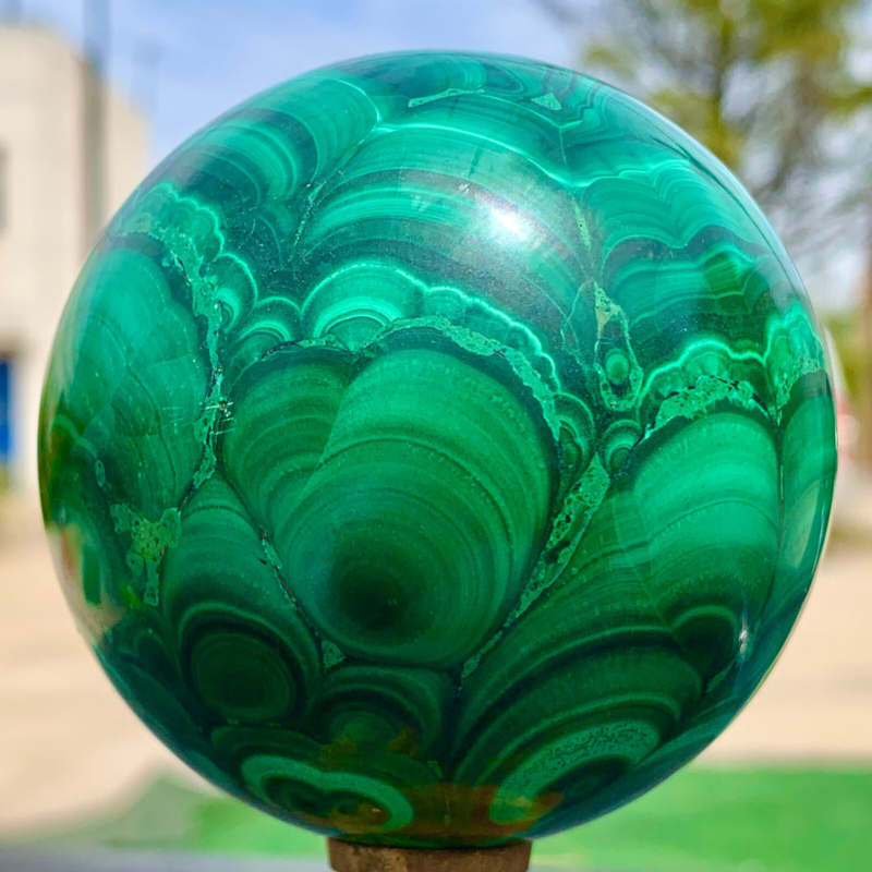 1.34LB Natural malachite egg quartzcrystal energy ball reiki healing