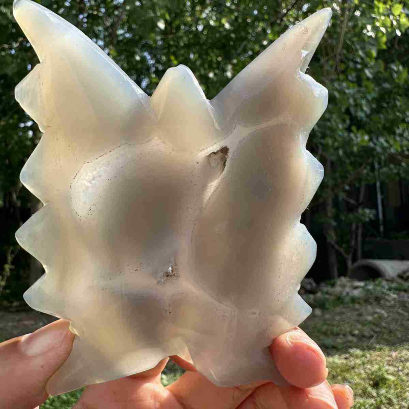 150g natural agate hand carved butterfly skull quartz crystal cluster reiki