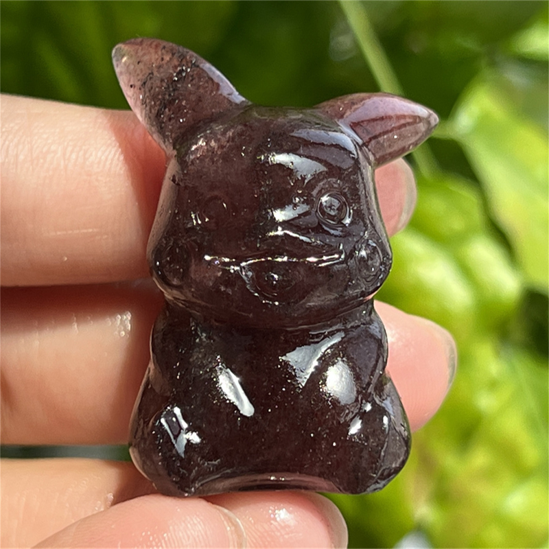 1.5" Natural quartz carved Pikachu skull Quartz crystal skull reiki healing