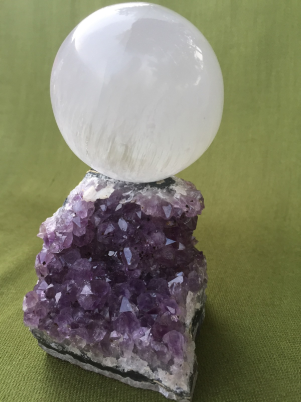 60 mm Selenite Sphere With Stand White Selenite Crystal Sphere Gypsum Reiki Heal