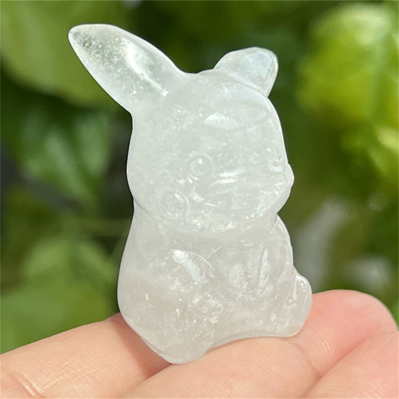 1.5" Natural quartz carved Pikachu skull Quartz crystal skull reiki healing