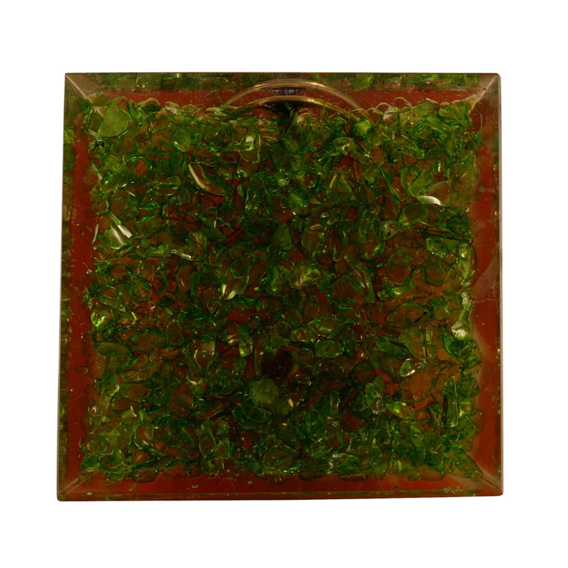 Selenite &Peridot Stone Orgonite Orgone Pyramid Emf Protection Free Shipping