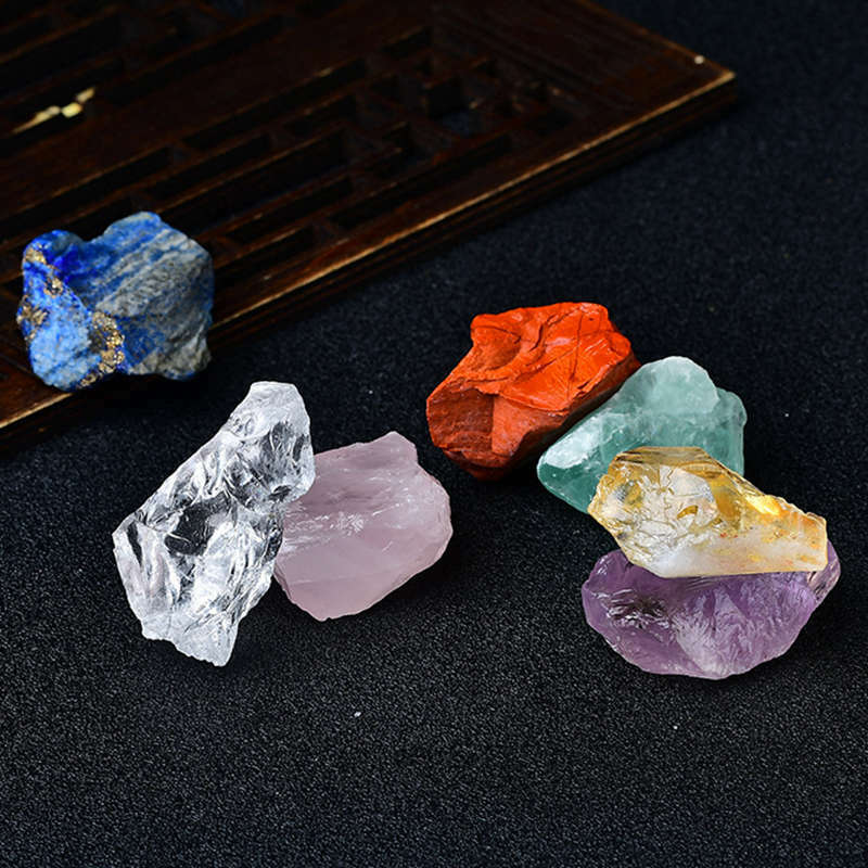 10Sets 7 Chakra Crystal Stone Set Natural Rock Quartz Balance Gemstone W/ Pouch