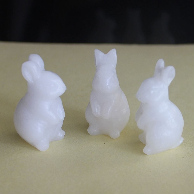 Carved gemstone crystal rabbit bunny figurine animal carving home decor 1.5''