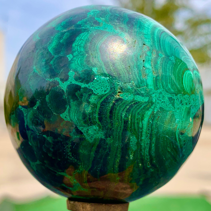 360G Natural malachite egg quartzcrystal energy ball reiki healing