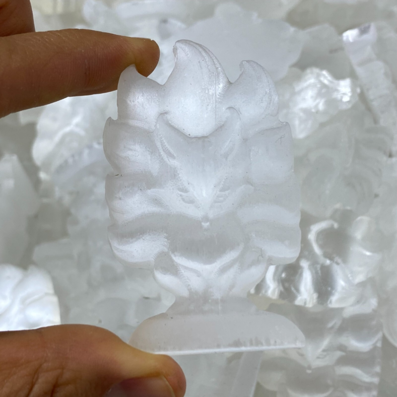 2"+Natural Gypsum Selenite fox Hand Carved Quartz Crystal Reiki healing 1PC
