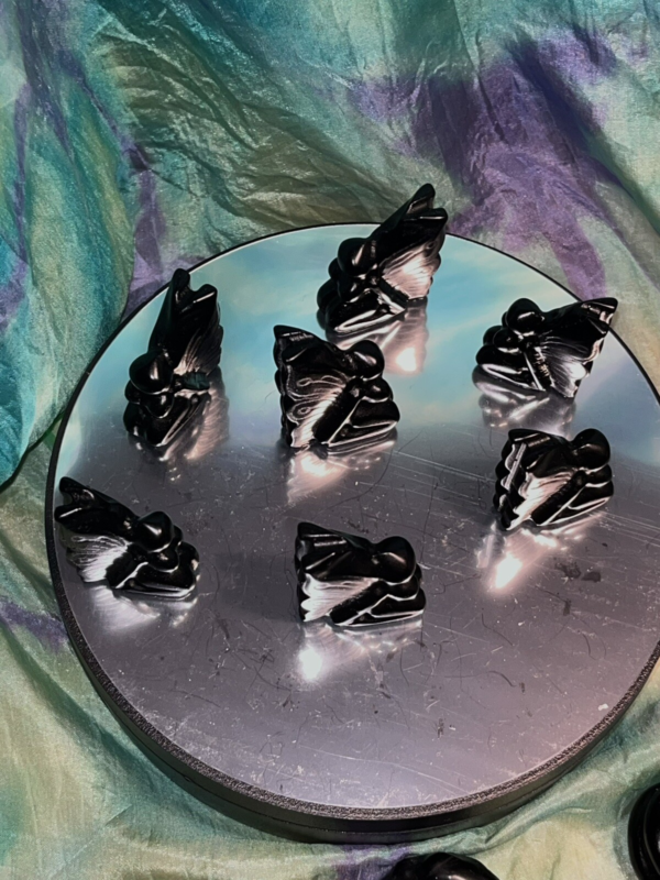 ✨ OBSIDIAN WINGED FAIRY 35mm Crystal Carving Gemstone Rare New