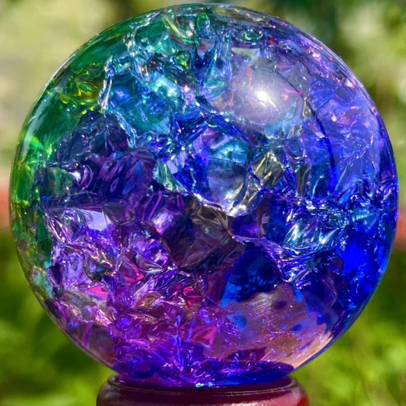 165G Natural Titanium Rainbow Quartz sphere Crystal ball Healing