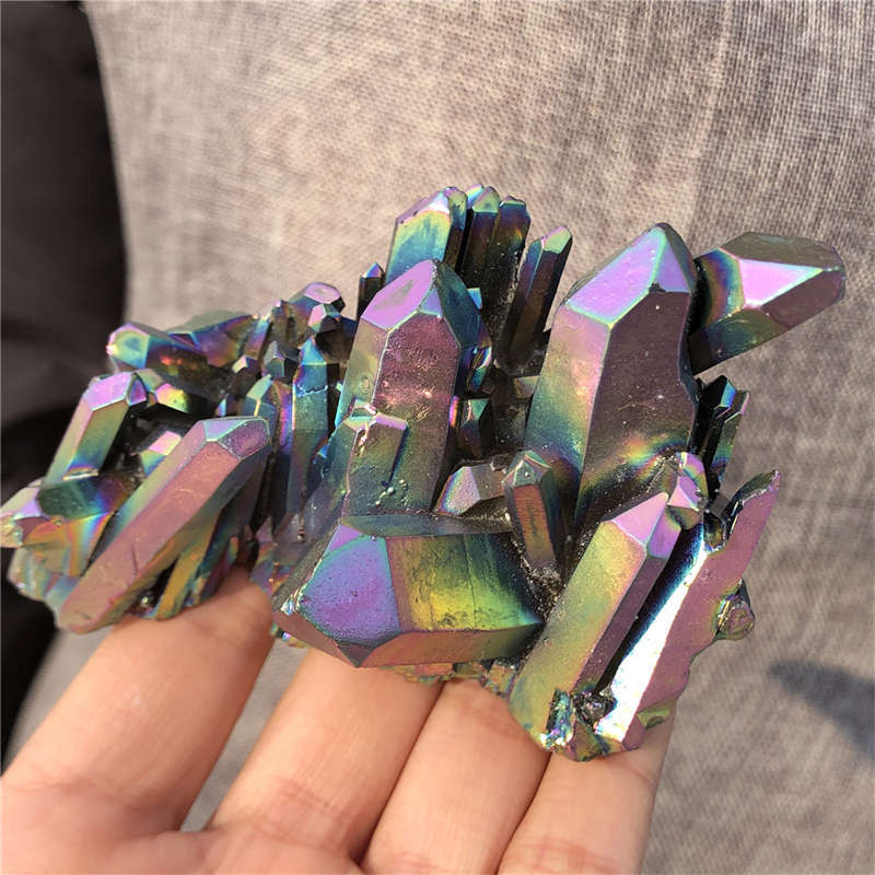190g Electroplate Rainbow cluster quartz crystal mineral specimen reiki healing