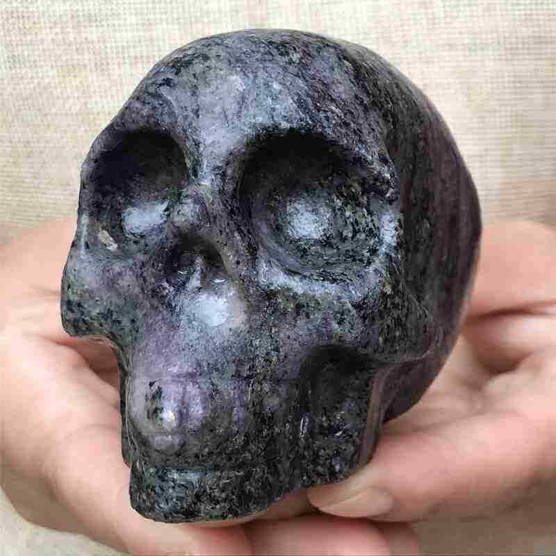 0.41Kg Natural black jade quartz skull carved Quartz Crystal skull Healing