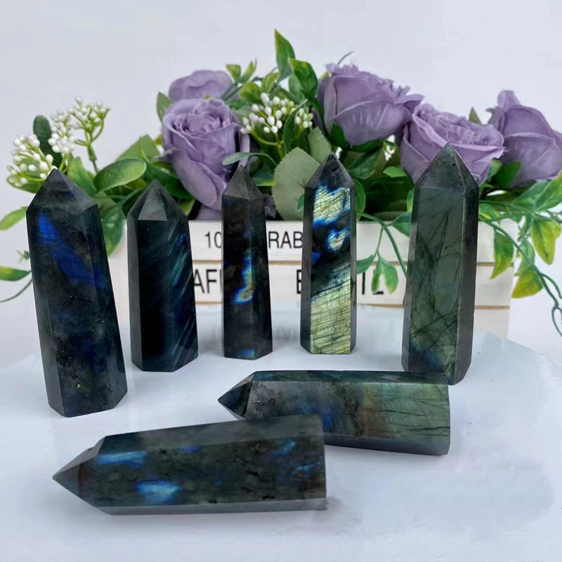 Natural Crystal Point Wand Tower Column Chakra Obelisk Quartz Healing Stone Rock