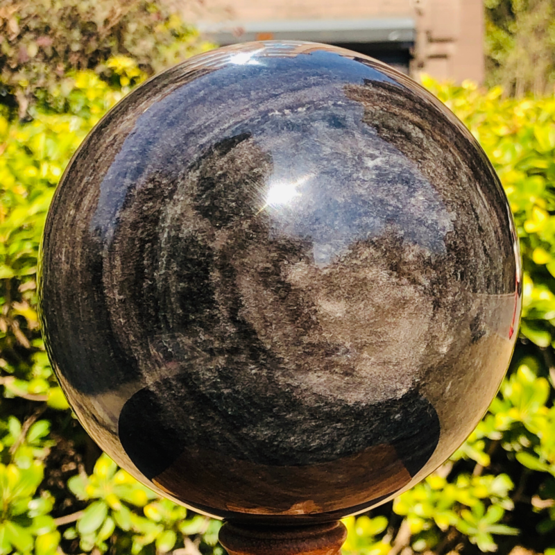 5.39LB TOP Natural Silver Obsidian Sphere Crystal quartz Ball Healing 788