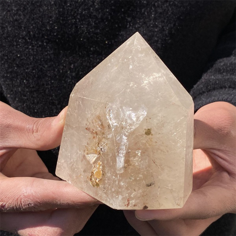 650gNatural White Quartz Obelisk Crystal Wand Point Healing Mineral Stone