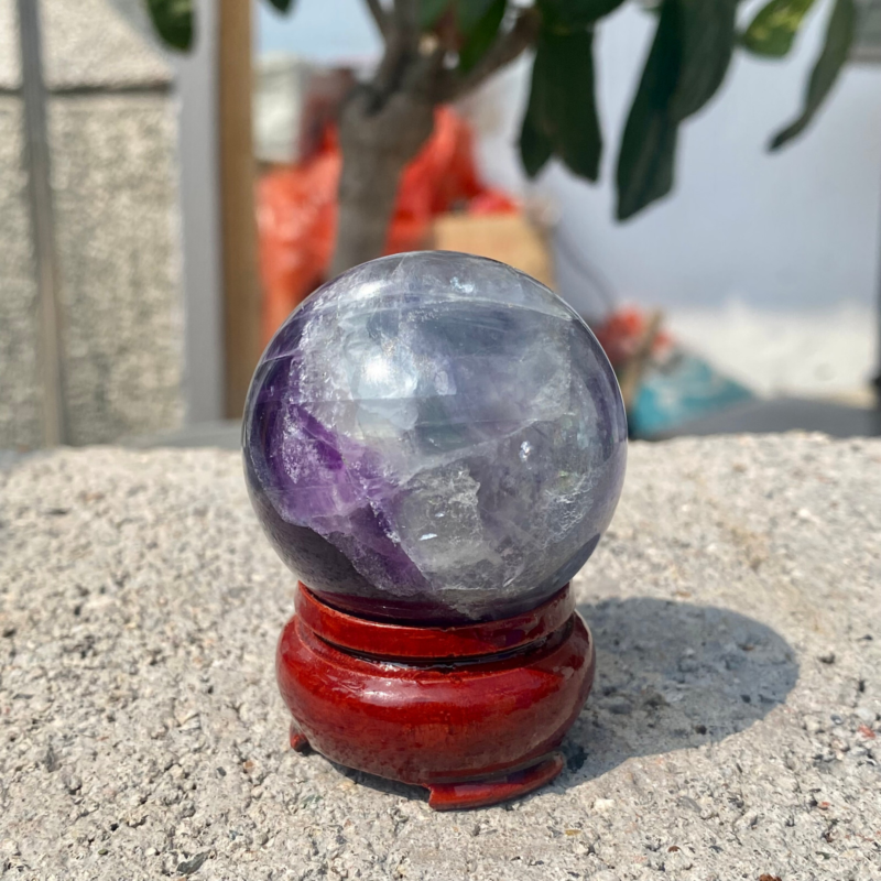 150g Natural Rainbow Fluorite Sphere Quartz Crystal Ball Healing Decor