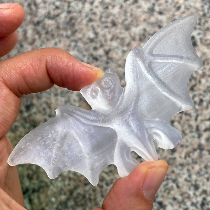 TOP 2.5”+ Natural Gypsum Selenite quartz bat hand carved crystal healing 1PC