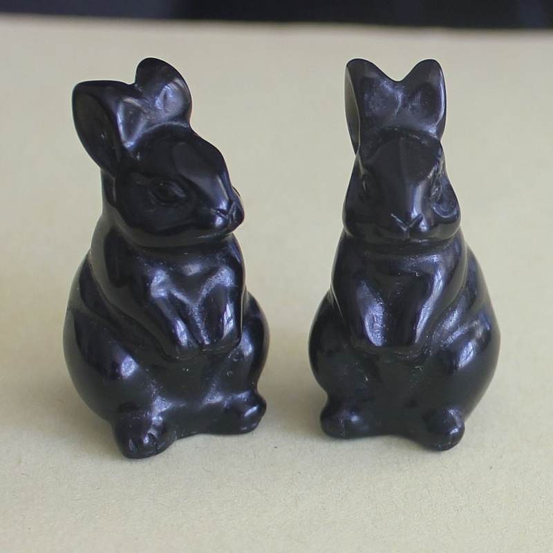 Carved gemstone crystal rabbit bunny figurine animal carving home decor 1.5''