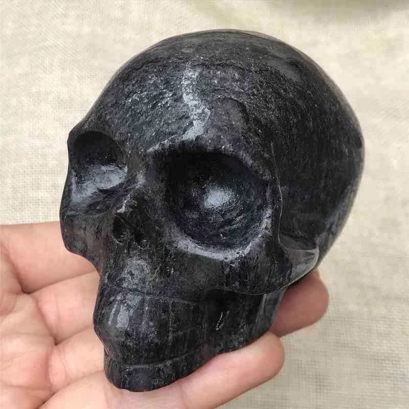 0.55Kg Natural black jade quartz skull carved Quartz Crystal skull Healing