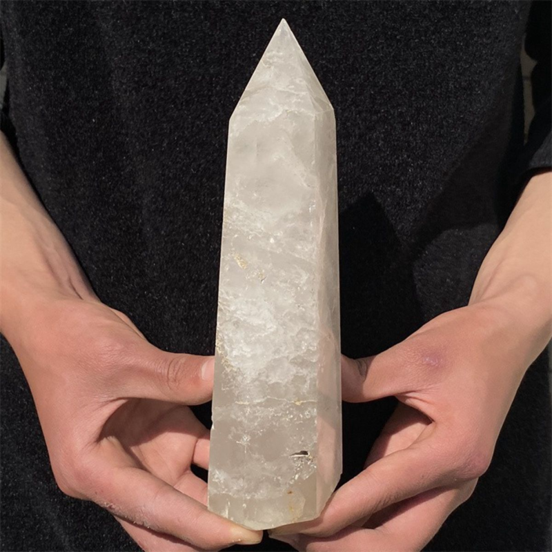 950gNatural White Quartz Obelisk Crystal Wand Point Healing Mineral Stone