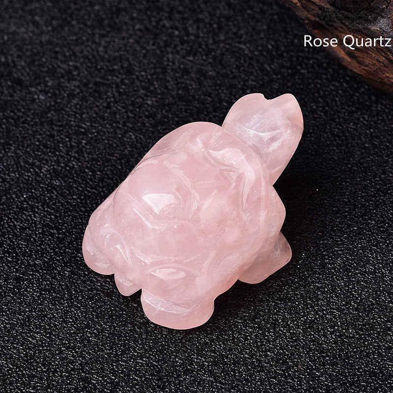 Natural Quartz Crystal Carved Longevity Tortoise Healing Gemstone Animal Turtle