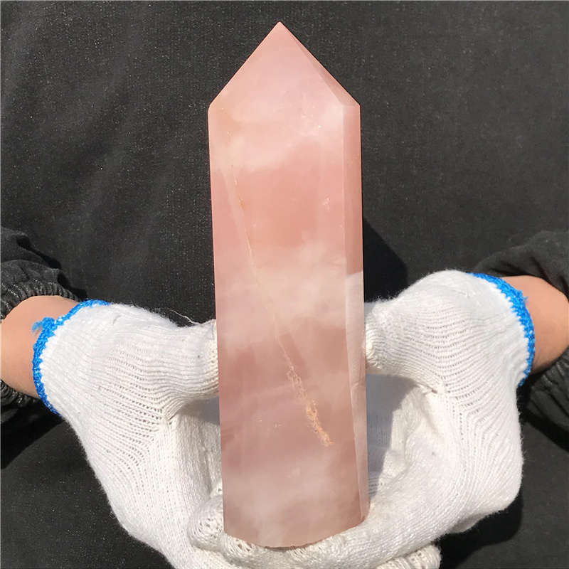 670g Natural Rose quartz obelisk quartz cystal wand point gem healing