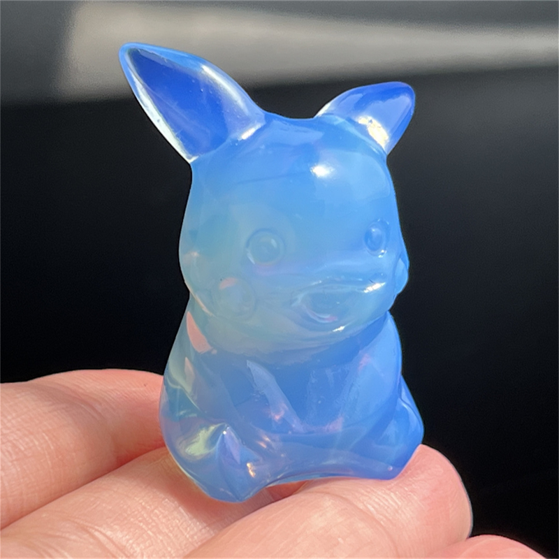 1.5" Natural quartz carved Pikachu skull Quartz crystal skull reiki healing