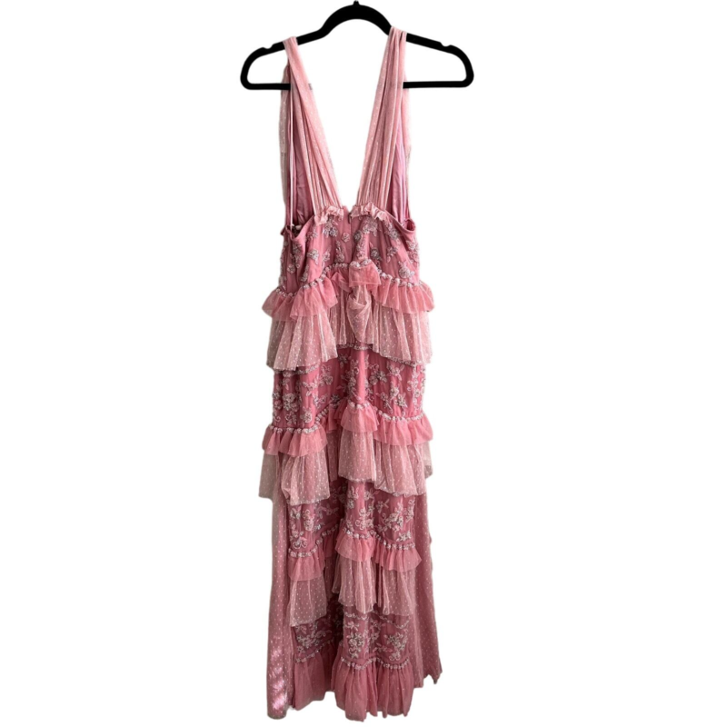 LoveShackFancy NEW NWT Estate Embellished Tiered Ruffle Maxi Dress Sweet Pink