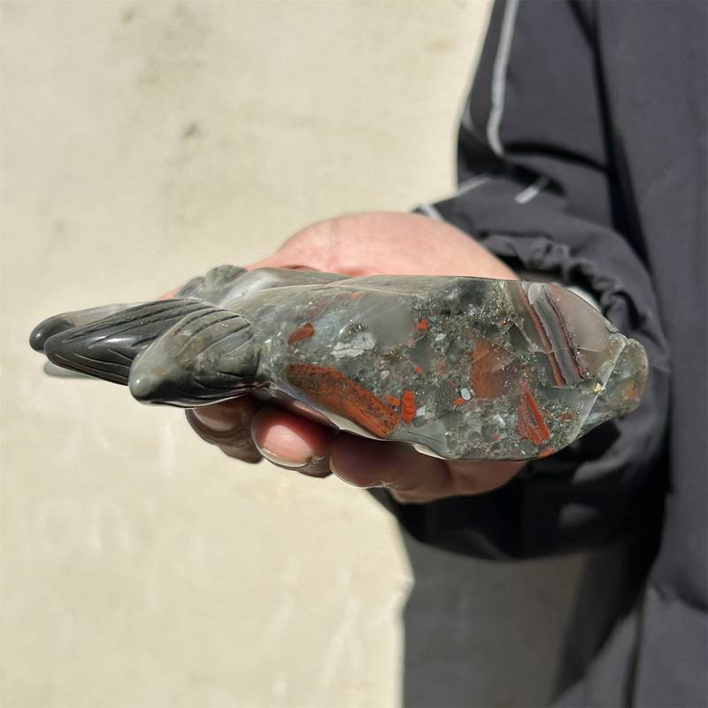 0.48kg Natural Blood stone unicorn skull carved Quartz Crystal skull Healing