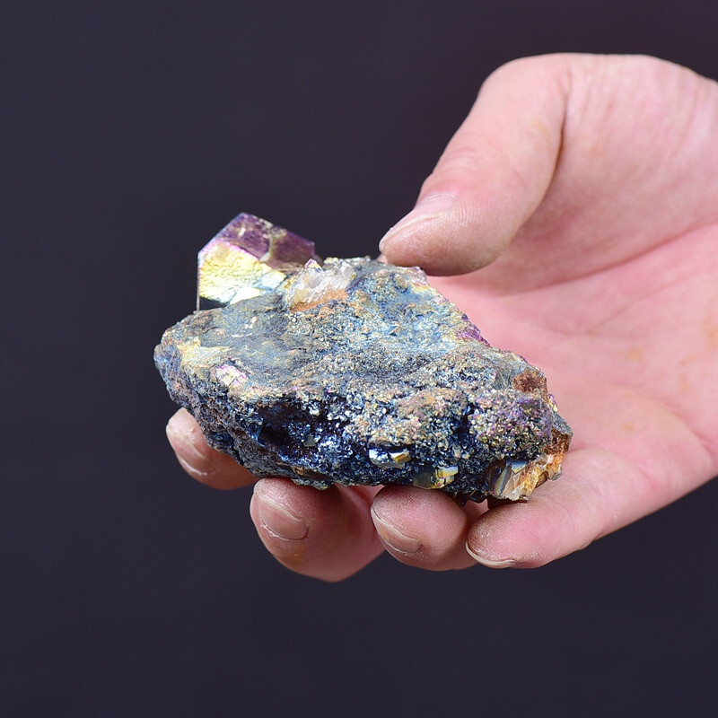 0.661LB Electroplated quartz Calcite mineral specimen for spiritual healing