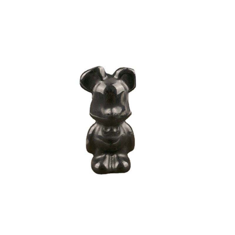 Natural Quartz Crystal Gloomy Little Bear Healing Gemstone Skull Carved Animal