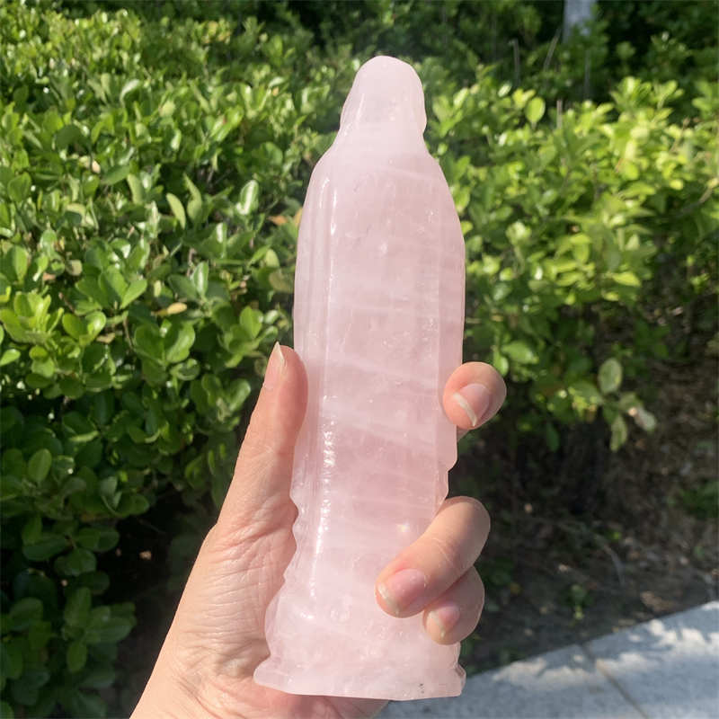 1pc Natural pink Quartz Crystal Madonna stone skull Reiki healing