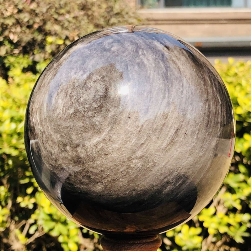 4.2LB Natural Beautiful Silver obsidian ball Quartz Crystal Sphere Healing 348