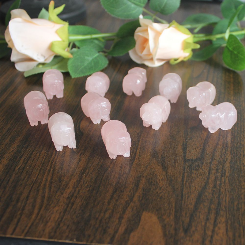 2pcs Mini carved gemstome crystal pig figurine animal carving pockets stone 30mm