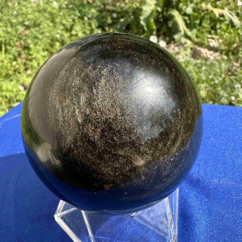 625g natural Gold obsidian sphere quartz crystal polished ball healingg