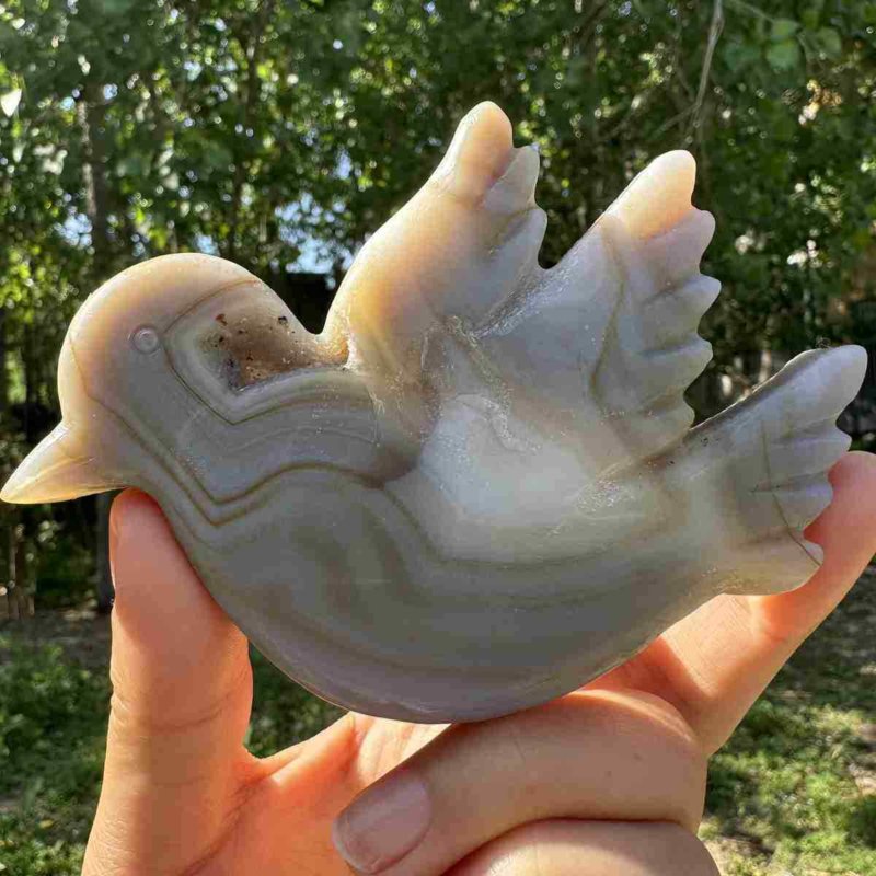 145g natural agate hand carved bird skull quartz crystal cluster reiki