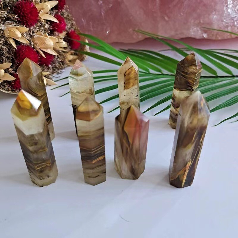 Natural Crystal Point Wand Tower Column Chakra Obelisk Quartz Healing Stone Rock