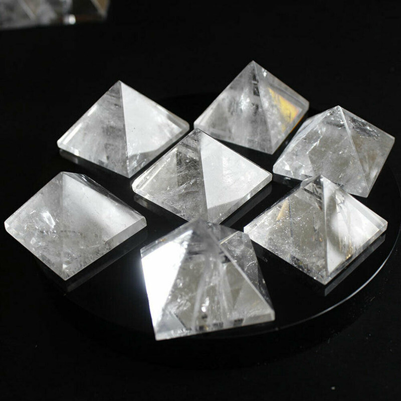 Natural Clear Quartz Crystal Orgone Energy Pyramid Healing Mineral Stone Tower