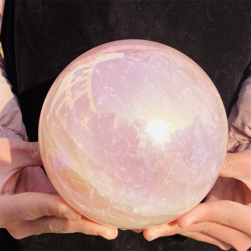 3900g Rose Crystal Ball Treasure electroplated Powder Healing Sphere