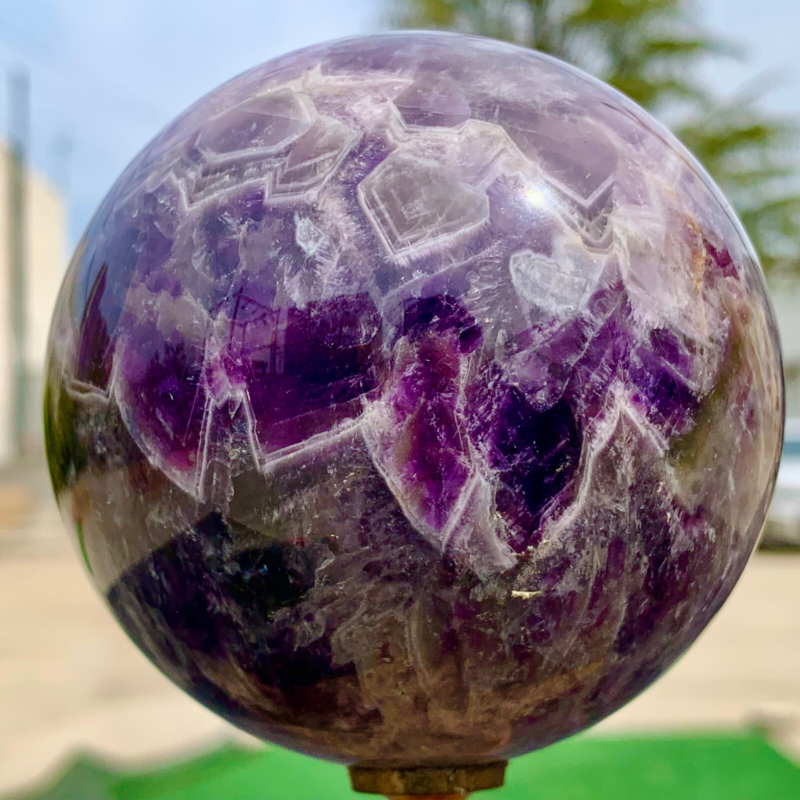 1.76LB Natural beautiful Dream Amethyst Quartz Crystal Sphere Ball Healing