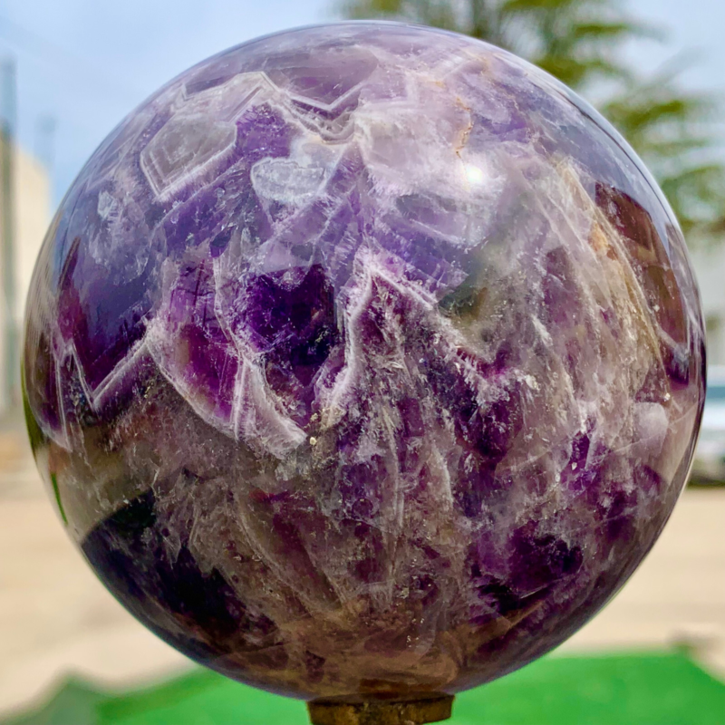 1.76LB Natural beautiful Dream Amethyst Quartz Crystal Sphere Ball Healing